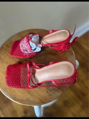 Women’s Red Mesh Slingback Heels